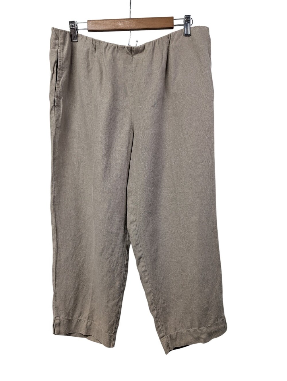 J. Jill Pure Jill Women's Linen Slim Crops Pants Size M Beige Tan Cropped Casual